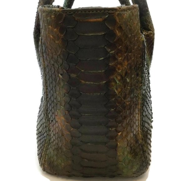 Chanel Green/Brown Multi Python Skin Cerf Tote - Picture 4 of 12